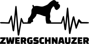 Kalp atışı darbe hat minyatür Schnauzer köpek siluet Alman