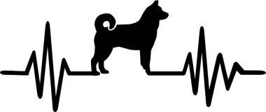 Kalp atışı darbe hattı ile Norveç Elkhound köpek siluet