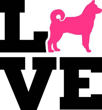 Norveç Elkhound aşk sözle siluet 