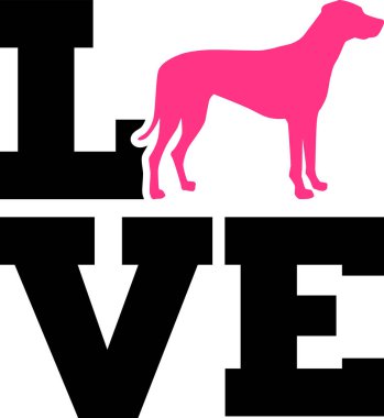 Rodezya Ridgeback sevgi ile pembe siluet