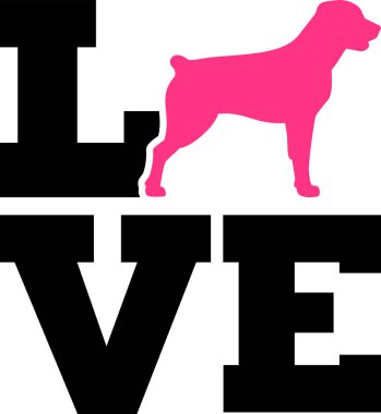 Rottweiler sevgi ile pembe siluet