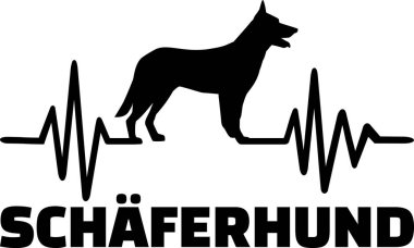 Alman çoban köpek siluet Alman kalp atışı darbe satırıyla