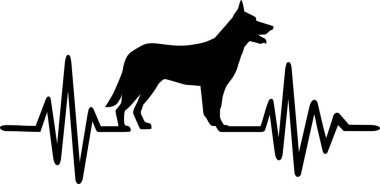 Kalp atışı veya darbe ile Alman çoban siluet 