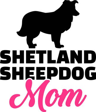 Shetland koyun anne siluet pembe kelime ile