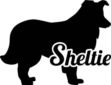 Shetland Sheepdog Sheltie silhouette real with word  clipart