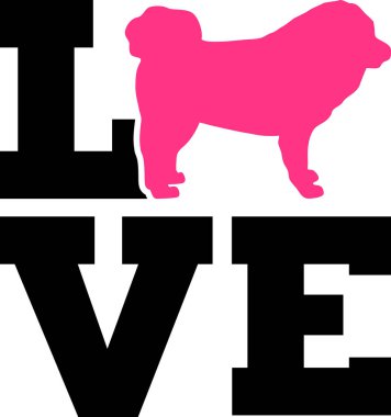 Tibetli Mastiff köpek aşk sözle siluet 