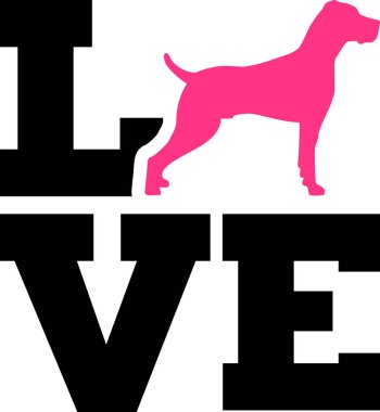 Pembe siluet sevgiyle Weimaraner