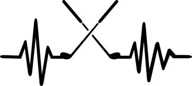 Kalp atışı darbe satır iki çapraz golf kulüpleri ile