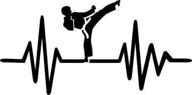 Kalp atışı darbe satırıyla karateka bir karate yapıyor