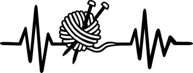 Yün ve iğne ile örgü kalp atışı darbe hattı