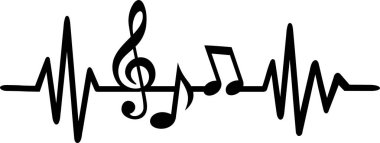 Kalp atışı darbe satır müzik notlar ve nota anahtarı
