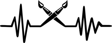 Kalp atışı darbe satır çapraz fırçaları ile boyama