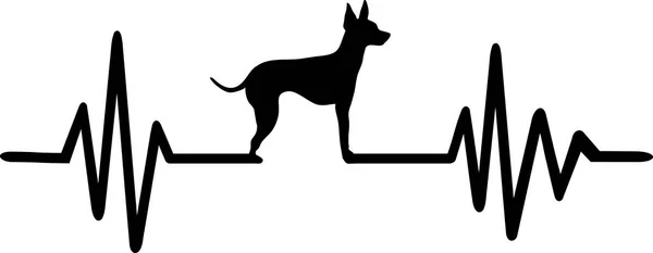 Heartbeat Puls Linje Med Engelsk Toy Terrier Hund Siluett — Stock vektor