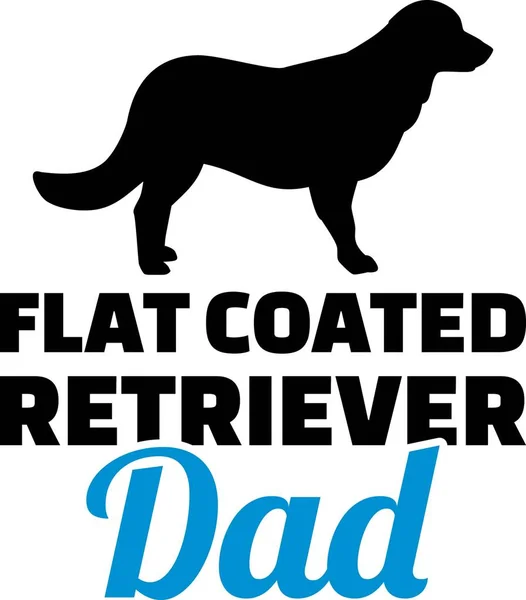 Flat Revestido Retriever Pai Silhueta Com Palavra Azul —  Vetores de Stock