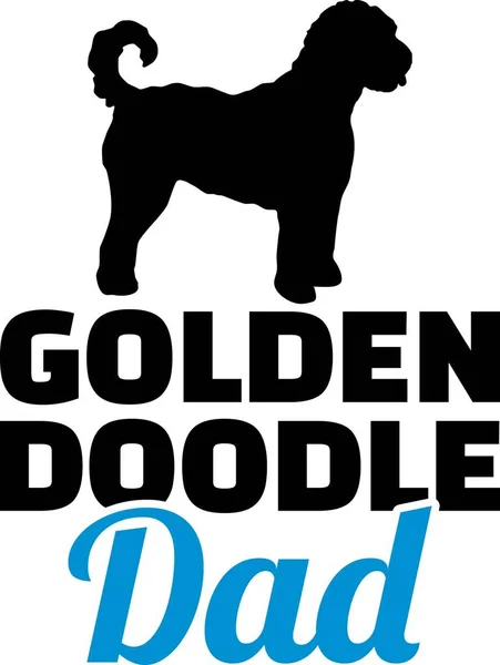 Goldendoodle Baba Siluet Mavi Kelime Ile — Stok Vektör