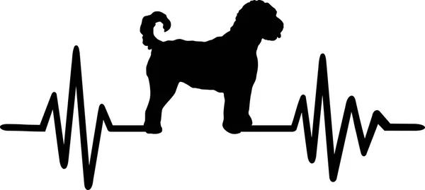 Heartbeat Pulse Line Goldendoodle Dog Silhouette — Stock Vector