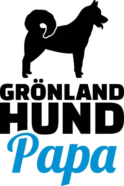 Perro Groenlandia Papá Silueta Con Palabra Azul Alemán — Vector de stock