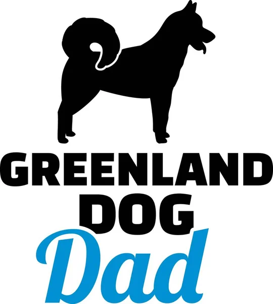 Greenland Dog Pai Silhueta Com Palavra Azul —  Vetores de Stock