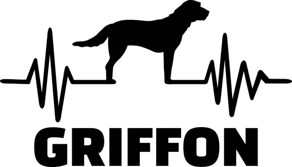 Αρρυθμία Παλμική Γραμμή Σιλουέτα Σκύλου Γκριφόν — Διανυσματικό Αρχείο