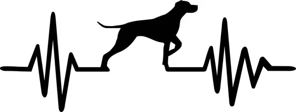 Heartbeat Pulse Line German Shorthaired Pointer Dog Silhouette — Stock Vector