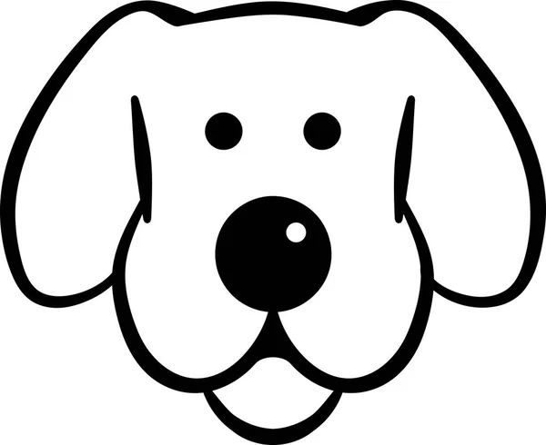 Cabeça Cão Sorrindo Vista Frontal Desenhada — Vetor de Stock