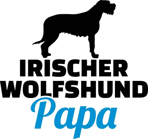 Irlandese Wolfhound Papà Silhouette Con Parola Blu Tedesco — Vettoriale Stock