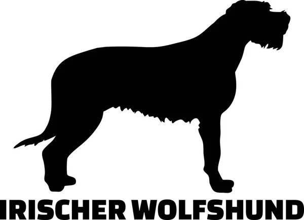 Irlandese Wolfhound Silhouette Reale Con Parola Tedesco — Vettoriale Stock