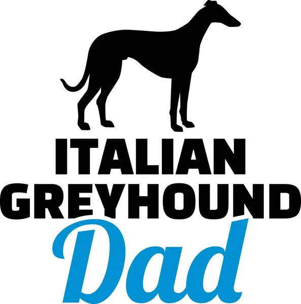 Italiano Greyhound Papà Silhouette Con Parola Blu — Vettoriale Stock