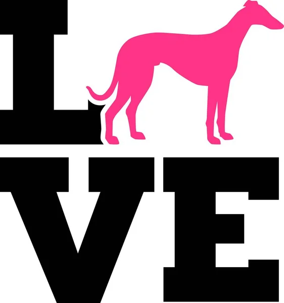 Italiano Greyhound Parola Amore Con Silhouette — Vettoriale Stock