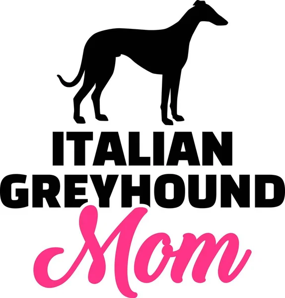 Italiano Greyhound Mamma Silhouette Con Parola Rosa — Vettoriale Stock