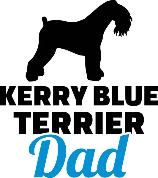 Kerry Blue Terrier Silueta Papá Perro Con Palabra Azul — Archivo Imágenes Vectoriales