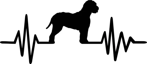 Heartbeat Pulse Lijn Met Lagotto Romagnolo Hond Silhouet — Stockvector