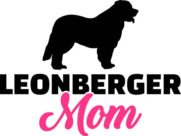 Leonberger Mãe Silhueta Com Palavra Rosa — Vetor de Stock