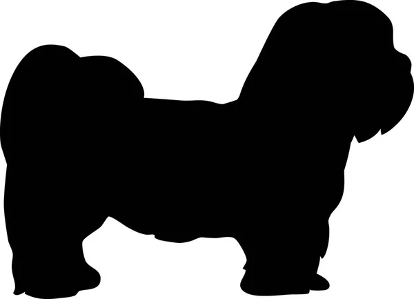 Lhasa Apso Silhouette Reale Nero — Vettoriale Stock