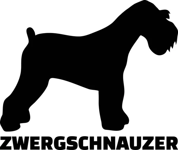 Miniatura Schnauzer Silhouette Reale Con Parola Tedesco — Vettoriale Stock