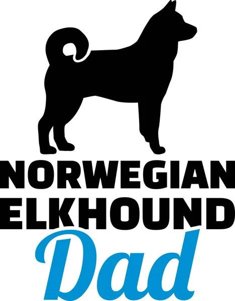 Norveç Elkhound Baba Siluet Mavi Kelime Ile — Stok Vektör