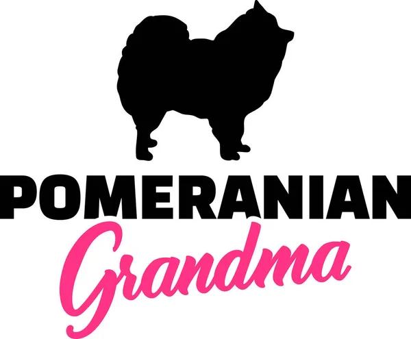 Pomeranian Γιαγιά Σιλουέτα Ροζ Λέξη — Διανυσματικό Αρχείο