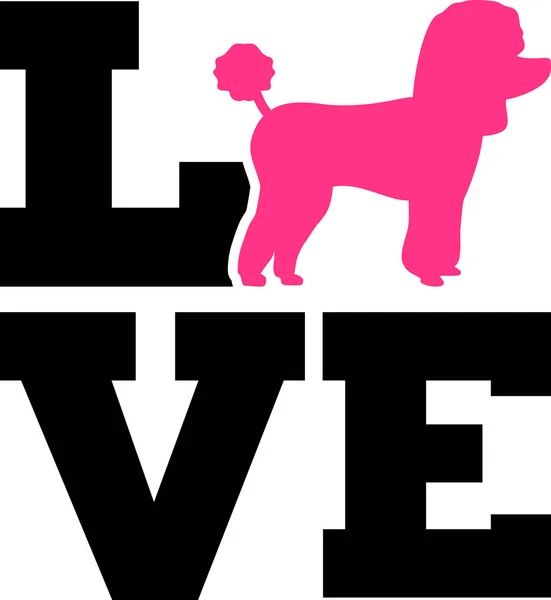 Poodle Love Com Silhueta Rosa — Vetor de Stock