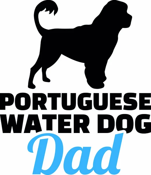 Portekiz Köpeği Baba Siluet Mavi Kelime Ile — Stok Vektör