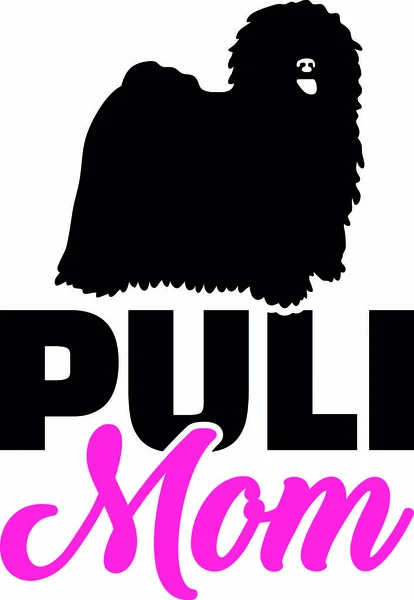 Puli Mom Silhouette Pink Word — Stock Vector