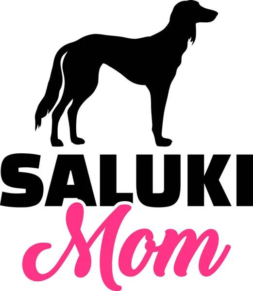 Saluki Dog Mom Silhouette Pink Word — Stock Vector