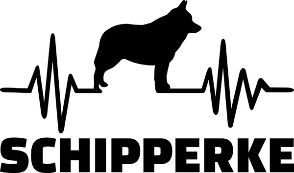 Heartbeat Pulse Lijn Met Schipperke Hond Silhouet — Stockvector
