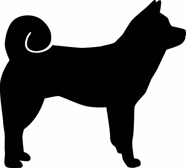 Shiba 剪影狗在黑色 — 图库矢量图片