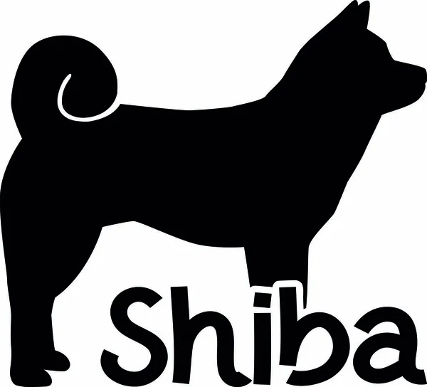 Shiba Cane Silhouette Con Parola — Vettoriale Stock