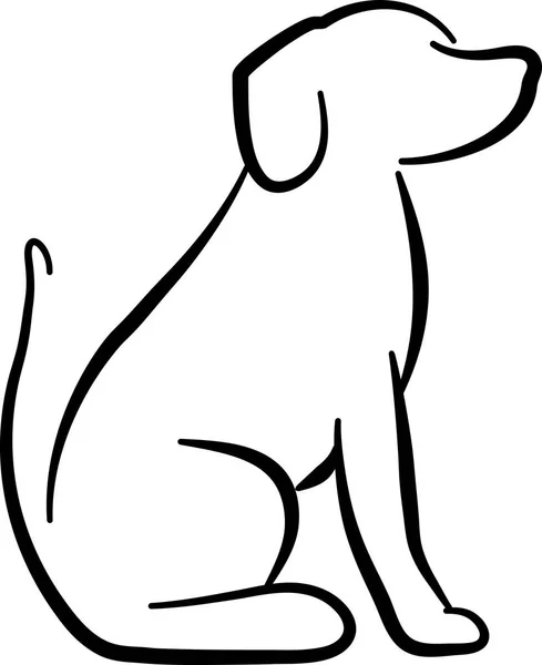 白犬座りシルエット — ストックベクタ
