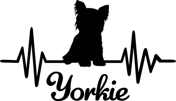 Heartbeat Frequency Yorkie Dog Silhouette — Stock Vector