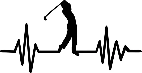 Latido Del Corazón Línea Pulso Con Golfista Tee — Archivo Imágenes Vectoriales