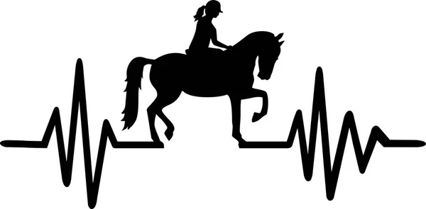 Heartbeat Pulse Line Horse Equestrian German Word — Stock Vector