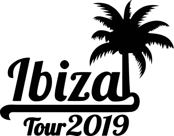 Ibiza Tour 2019 Con Palmera Negra — Archivo Imágenes Vectoriales