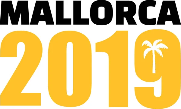 Mallorca 2019 Con Palmera Amarilla — Vector de stock